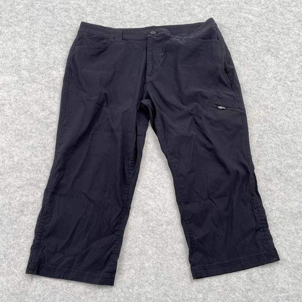 Eddie Bauer Capri Pants Womens 16 (36x20) Black Nylon Stretch Hiking Outdoor